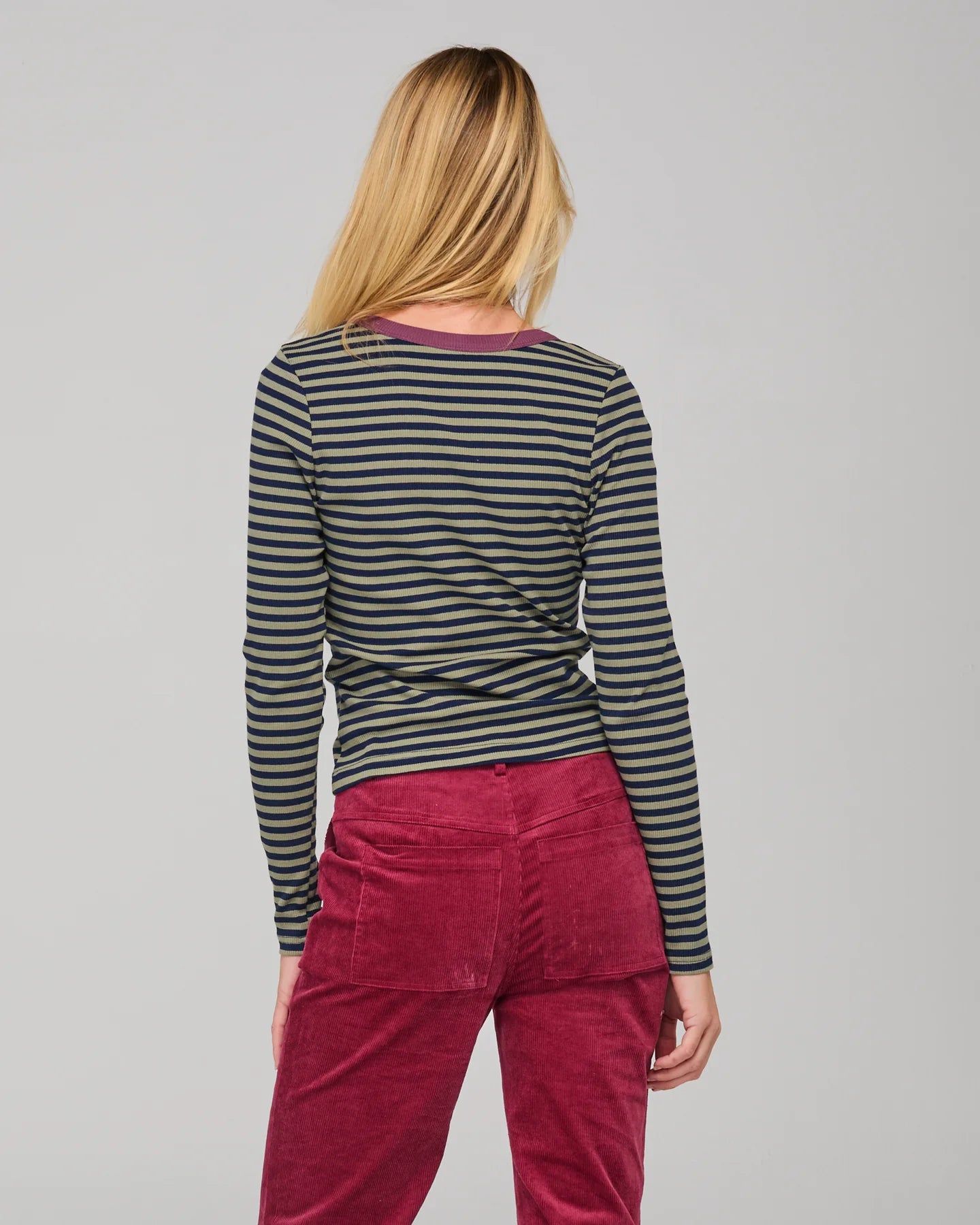 Bellissimo L/S Top Stripe Khaki/Navy Tops Boom Shankar