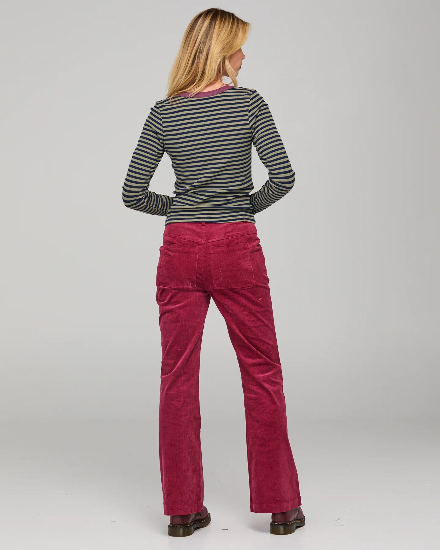 Bellissimo L/S Top Stripe Khaki/Navy Tops Boom Shankar