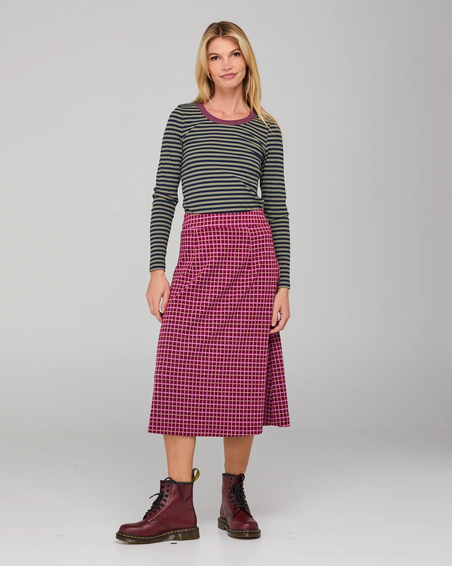 Bellissimo L/S Top Stripe Khaki/Navy Tops Boom Shankar