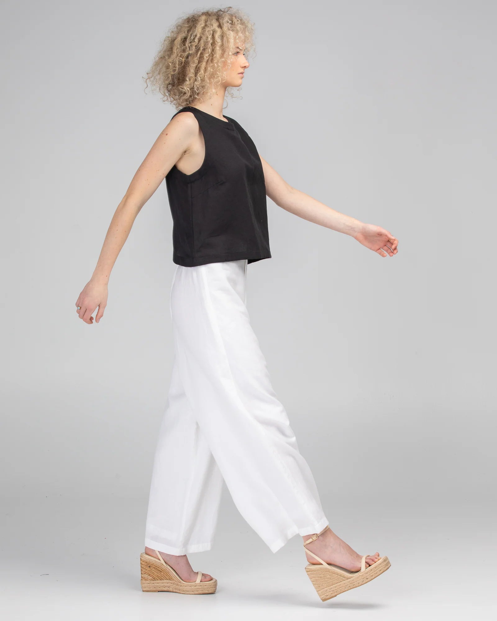 Rose Linen Top Black Tops Boom Shankar