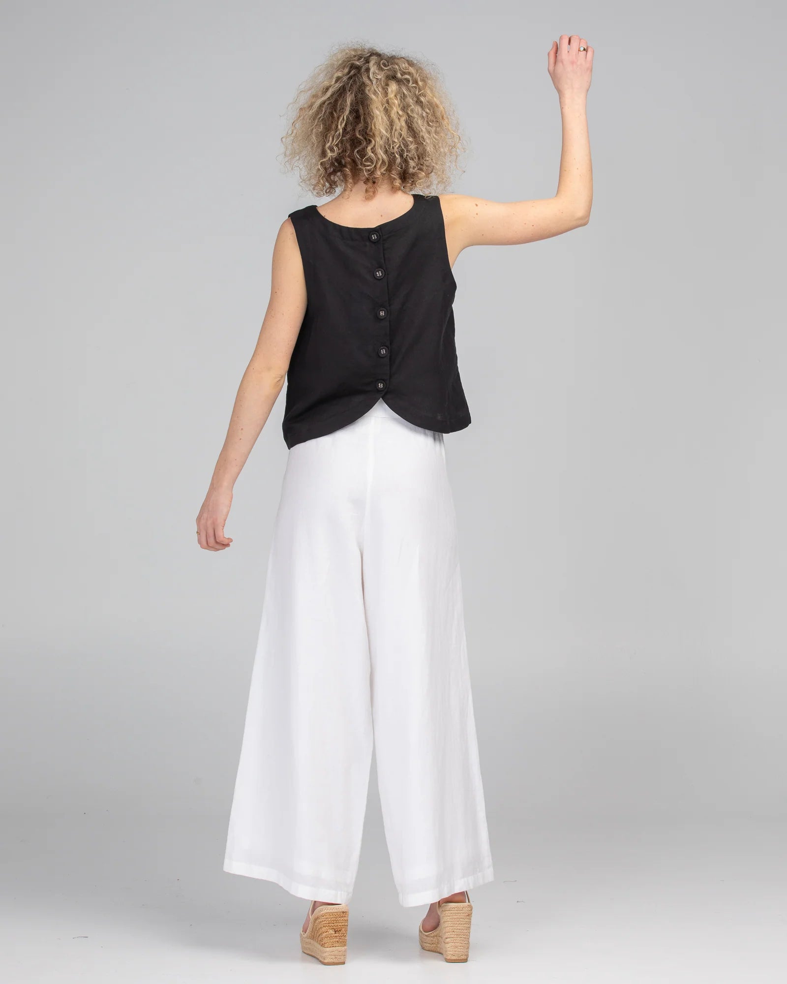 Rose Linen Top Black Tops Boom Shankar