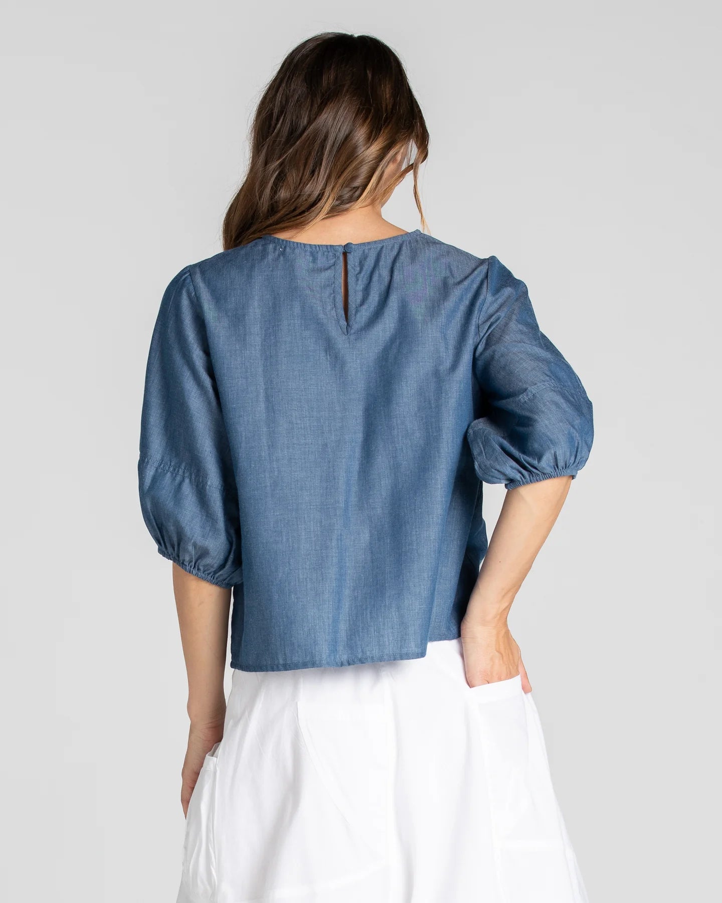 Ava Top Basic Chambray Tops Boom Shankar