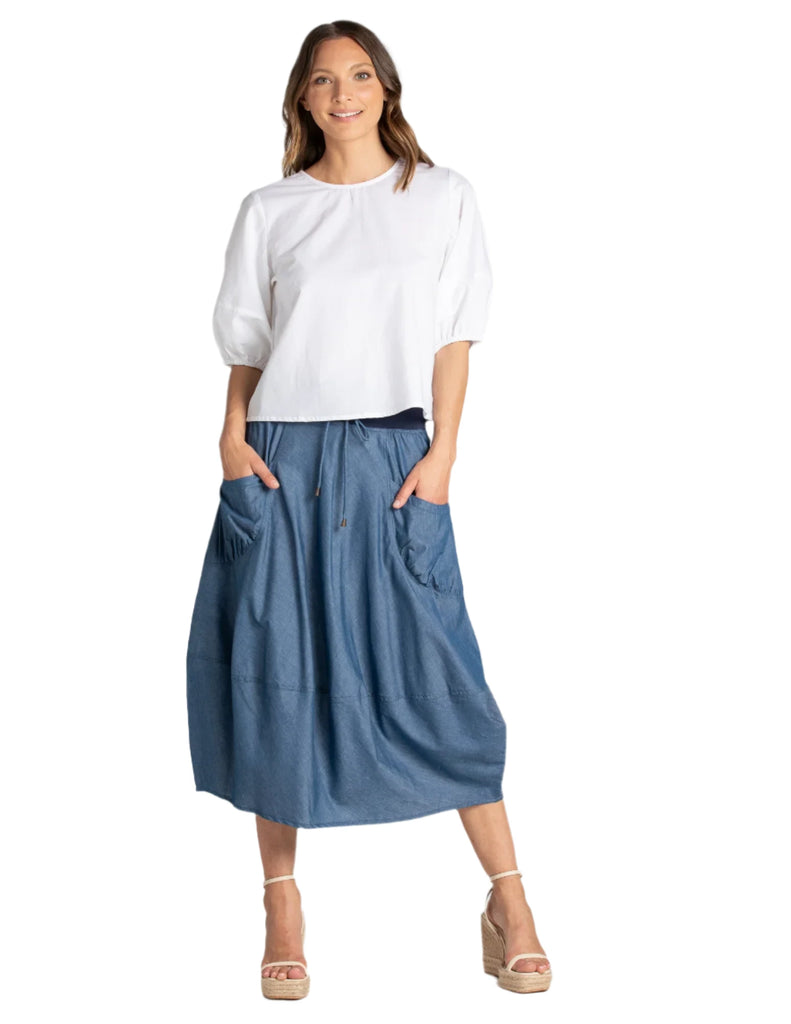 Guru Skirt Chambray Blue Skirts Boom Shankar 6  