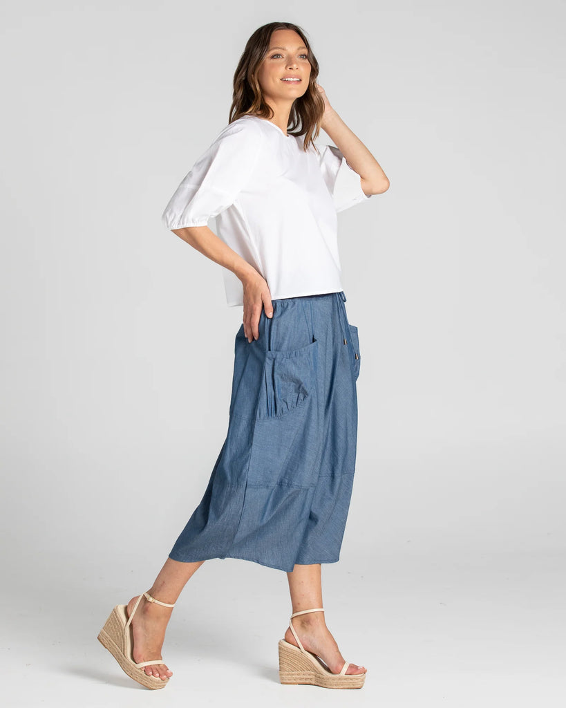 Guru Skirt Chambray Blue Skirts Boom Shankar   