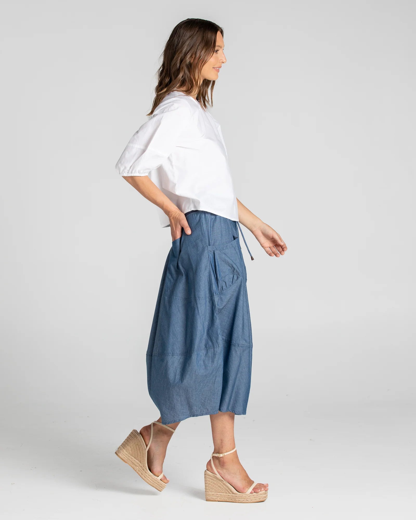 Guru Skirt Basic - Blue Chambray Skirts Boom Shankar