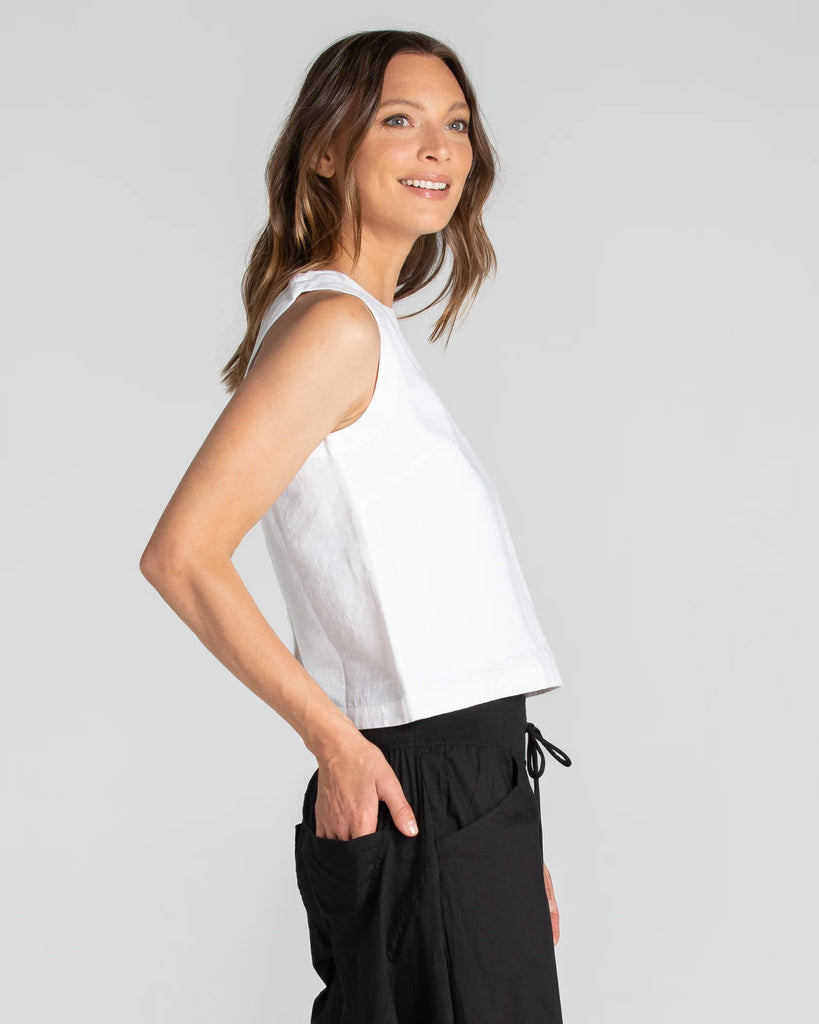 Rose Linen Top White - Global Free Style