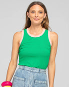 Bellissimo Tank Top Green Tops Boom Shankar