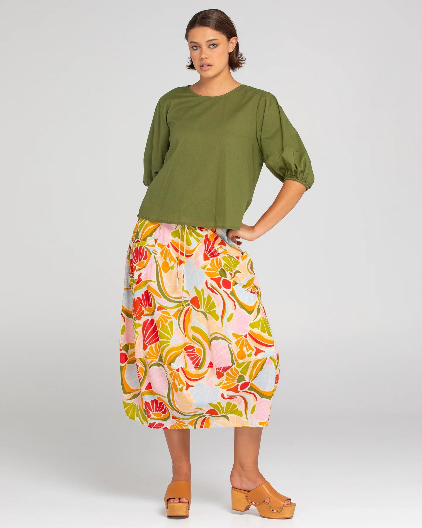 Ava Top Basic Khaki Tops Boom Shankar