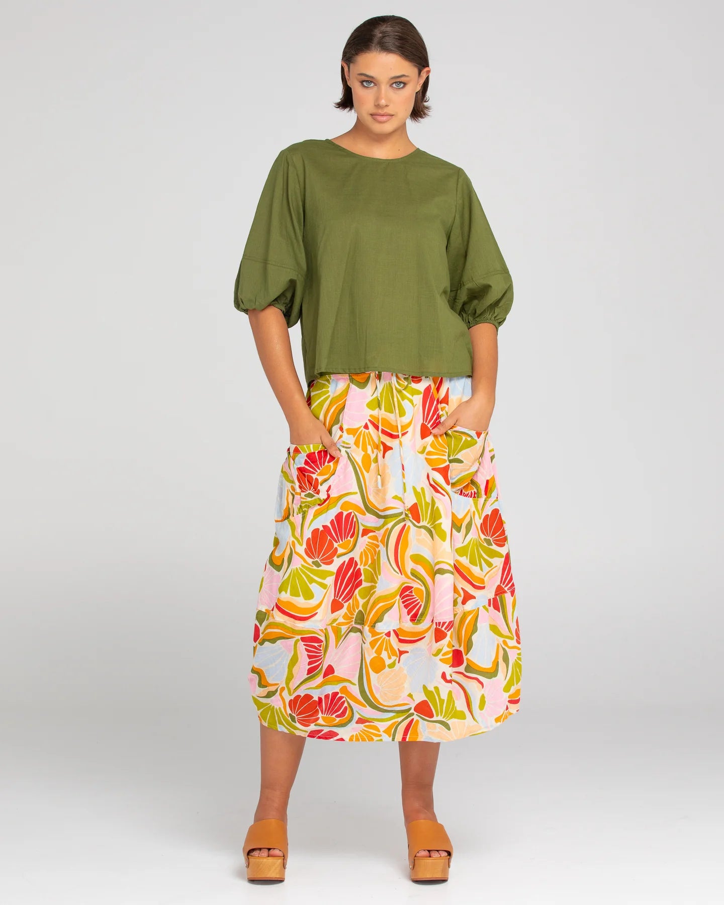 Ava Top Basic Khaki Tops Boom Shankar