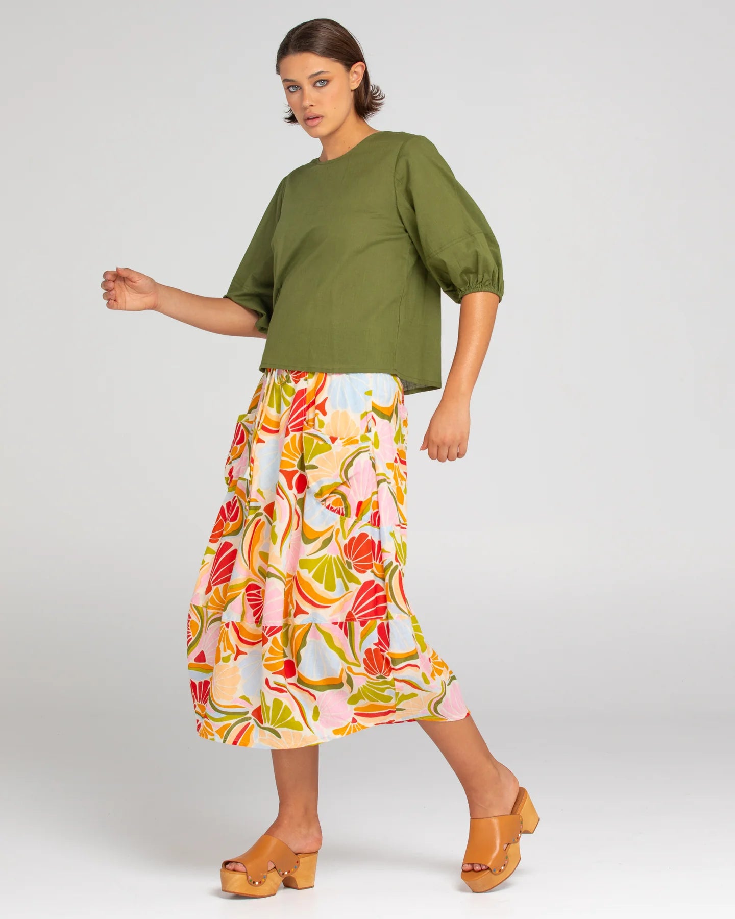 Ava Top Basic Khaki Tops Boom Shankar