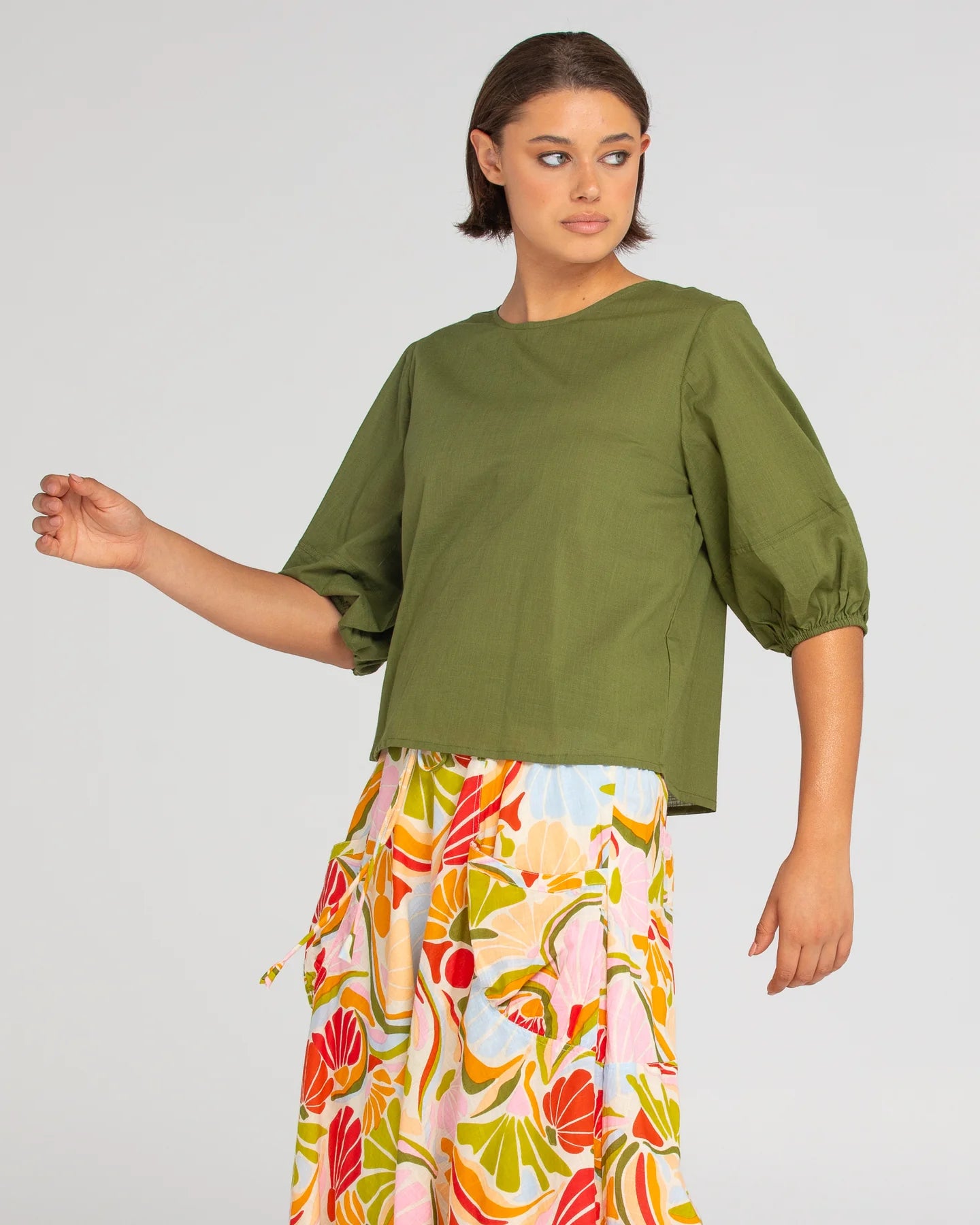 Ava Top Basic Khaki Tops Boom Shankar