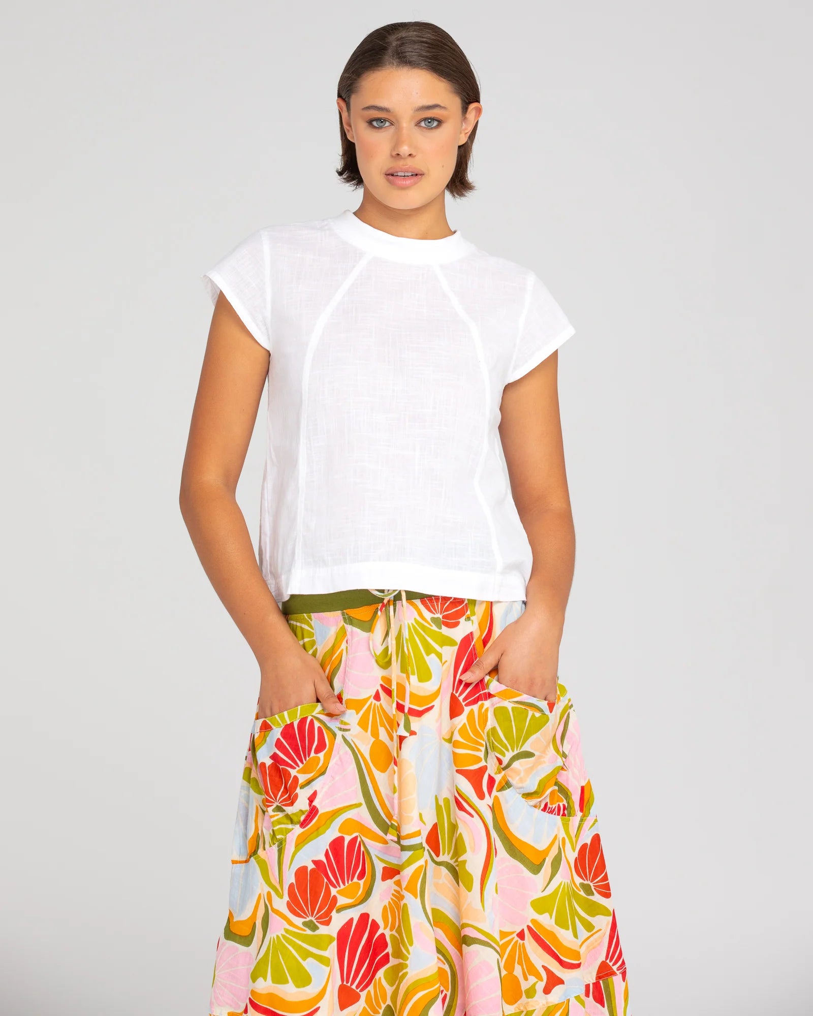 Leaf Top Basic White Tops Boom Shankar