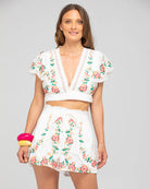 Bella Wrap Top White Multi Tops Boom Shankar