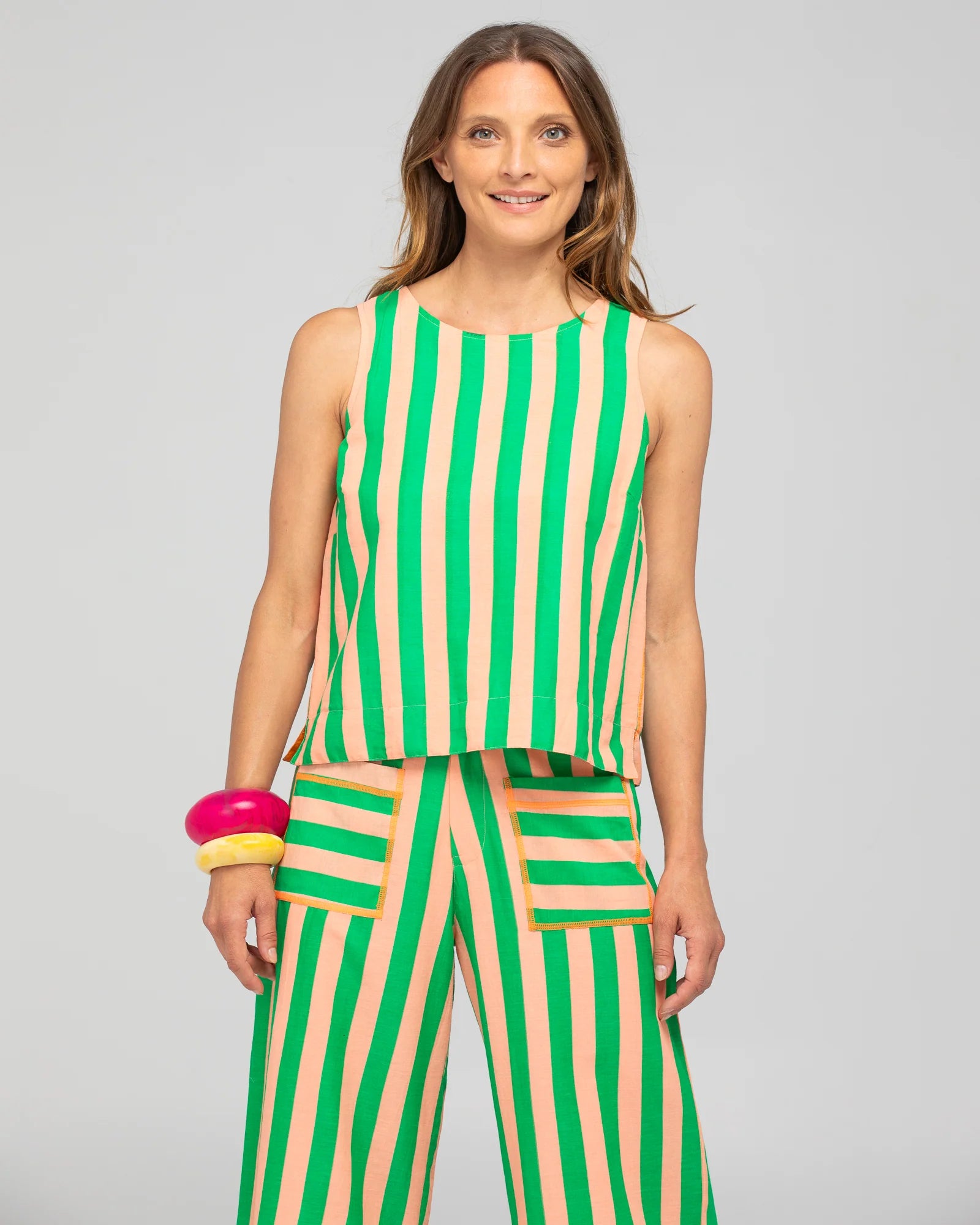 Hara Top Reversible Capri Peach/Tangerine Tops Boom Shankar