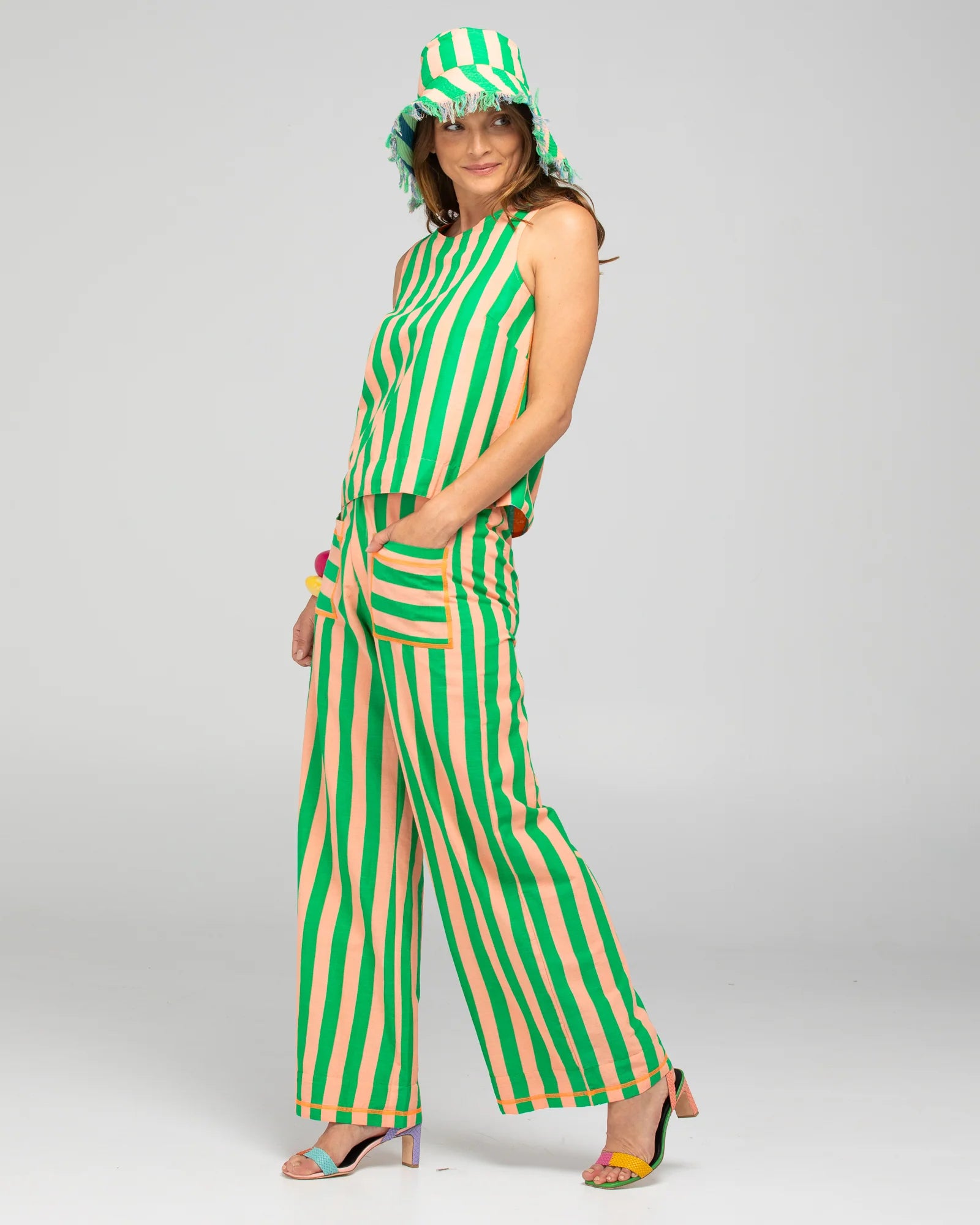 Hara Top Reversible Capri Peach/Tangerine Tops Boom Shankar