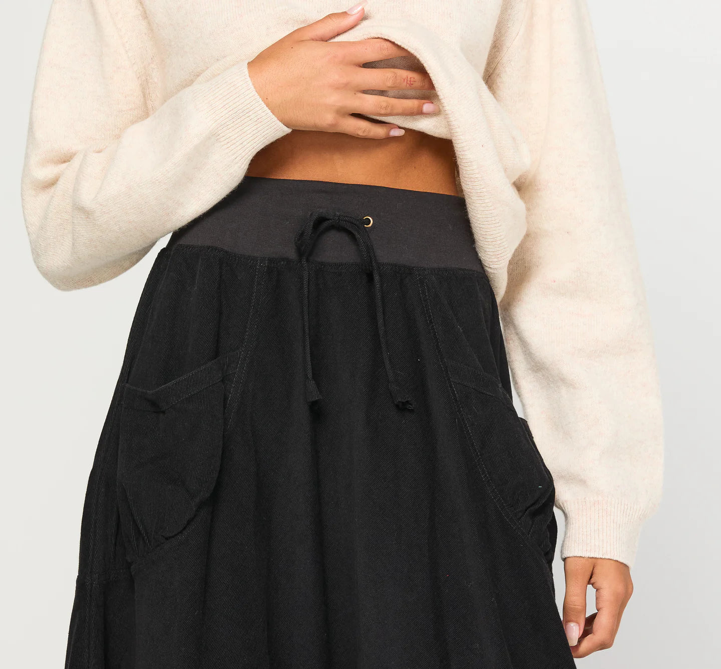 Cord Guru Skirt Black Skirts Boom Shankar