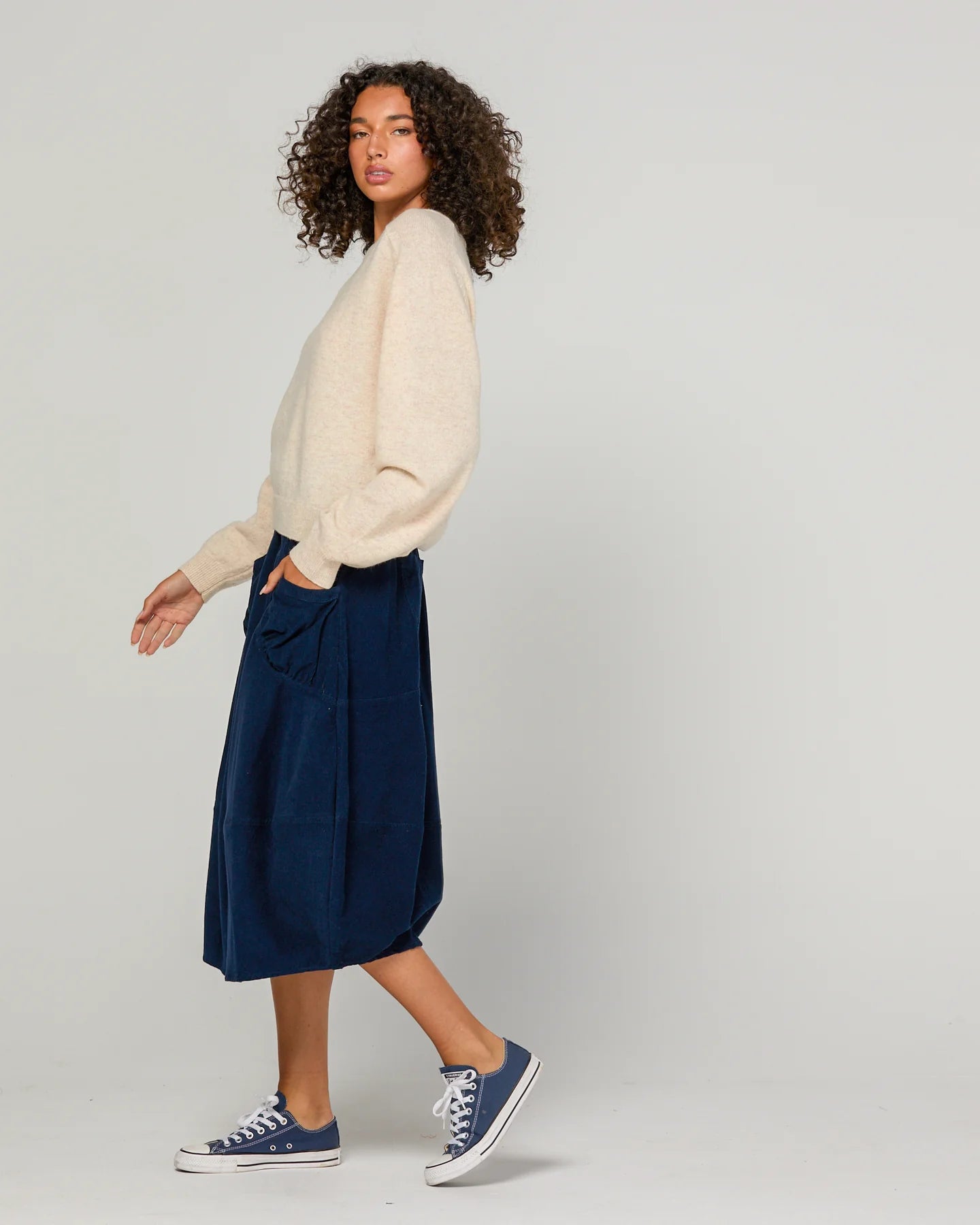 Cord Guru Skirt Midnight Blue Skirts Boom Shankar