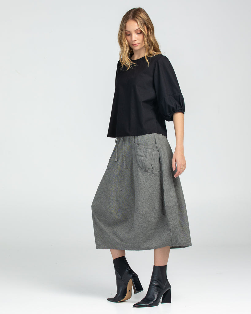 Guru Skirt Winter Black Chambray - Global Free Style