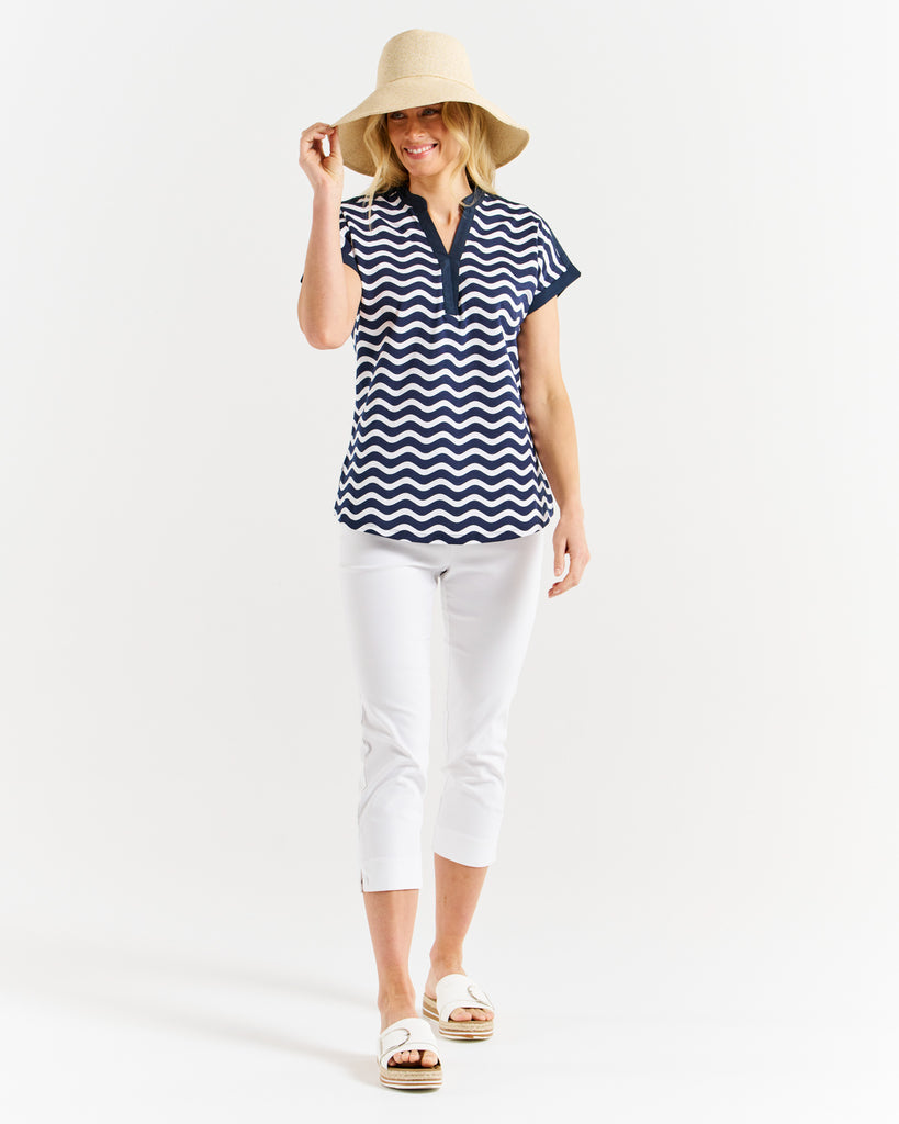 Bridie Tee Navy Wave Stripe Tops Betty Basics   