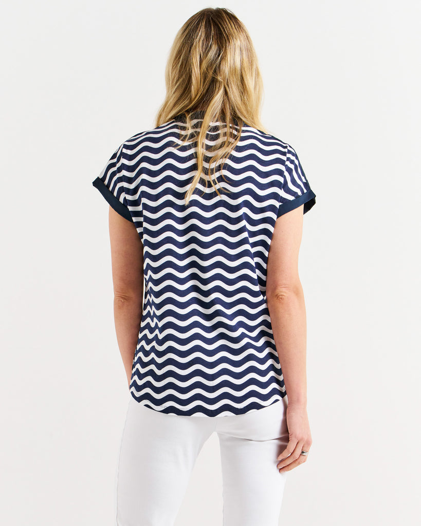 Bridie Tee Navy Wave Stripe Tops Betty Basics   