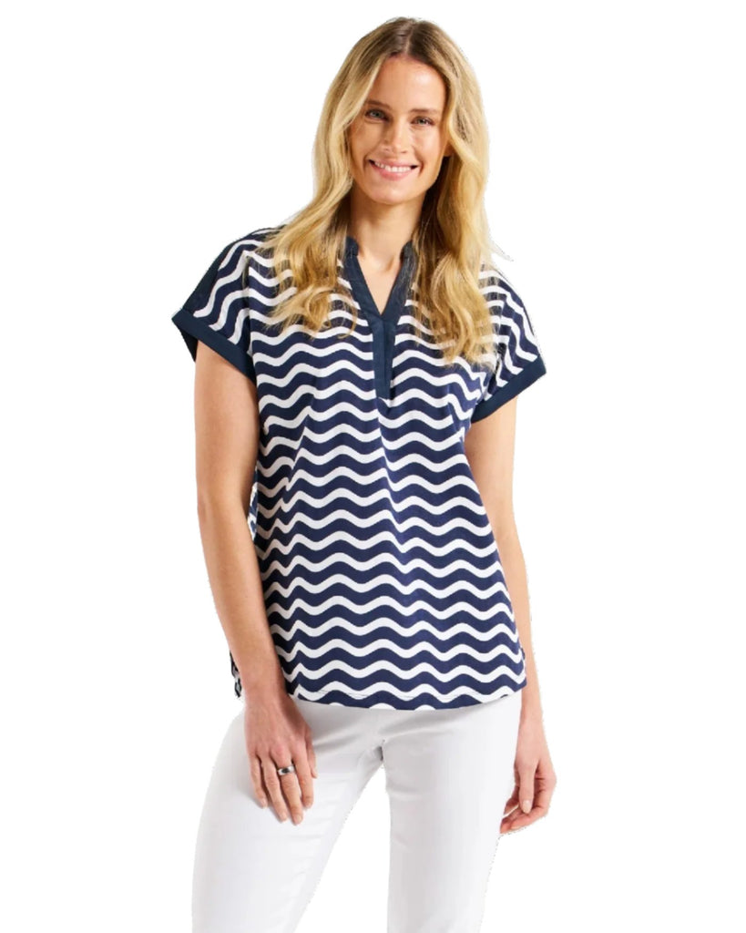 Bridie Tee Navy Wave Stripe Tops Betty Basics 6  