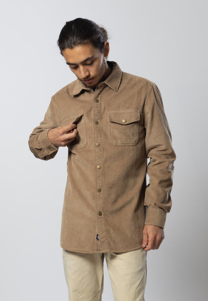 Corduroy Long Latte Shirt Mens Tops Skumi