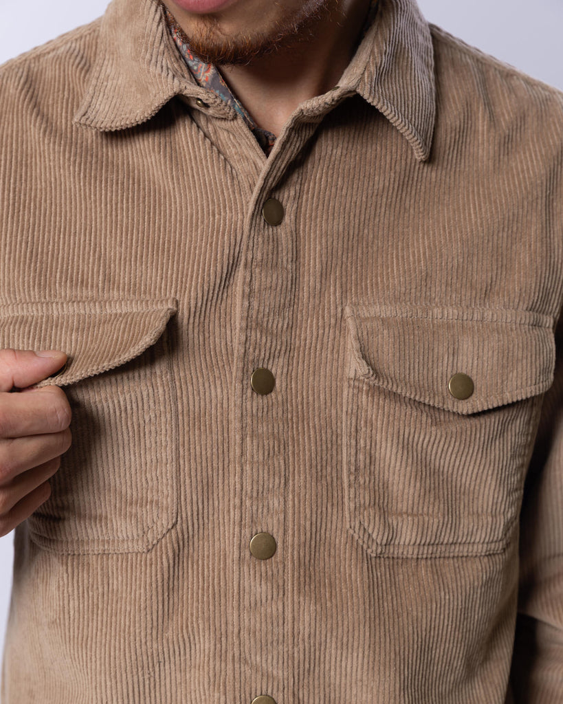 Corduroy Long Latte Shirt Mens Tops Skumi