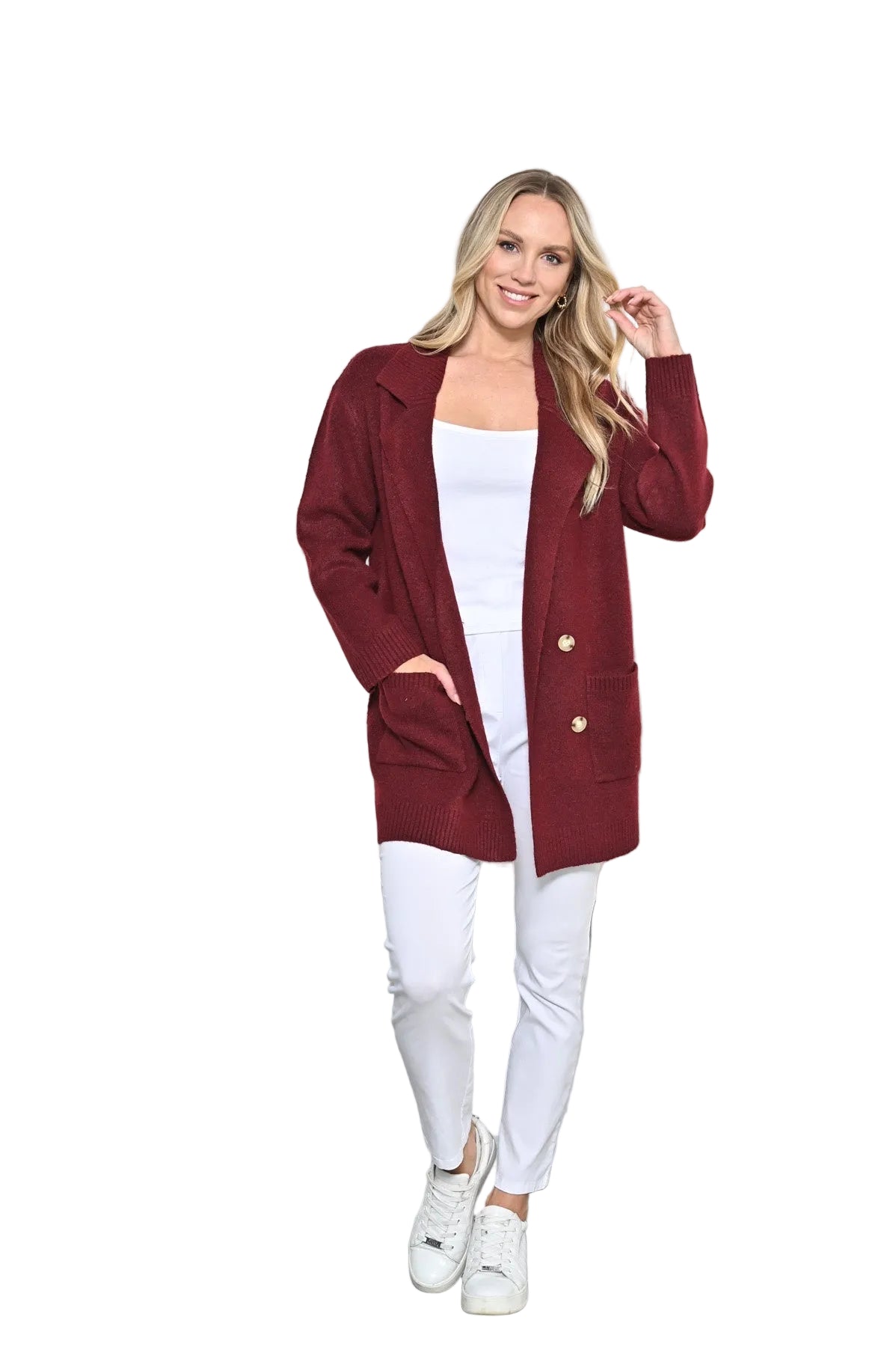 Button Cardigan Plum Jackets New u Collection SM(6-10)