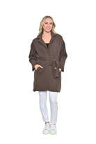 Button Front Coat with Waist Tie - Chocolate Jackets New u Collection