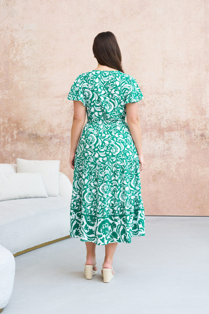 Alysha Midi Dress Green Print Dresses Boho