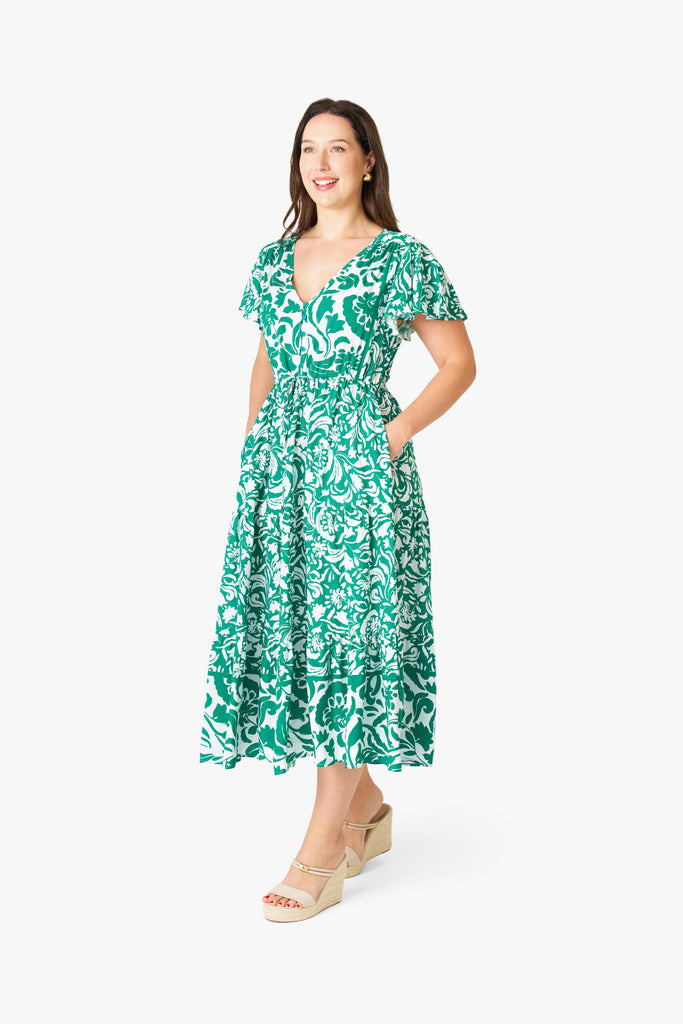 Alysha Midi Dress Green Print Dresses Boho