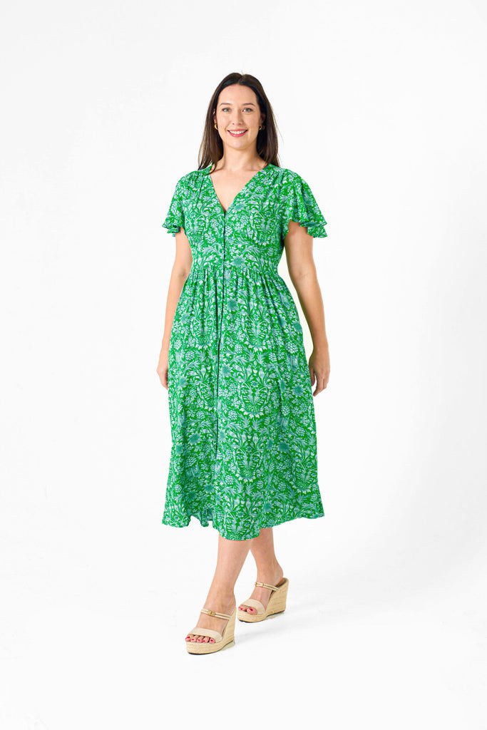 Glover Dress Green Print Dresses Boho   