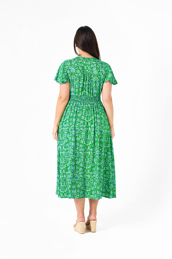 Glover Dress Green Print Dresses Boho   