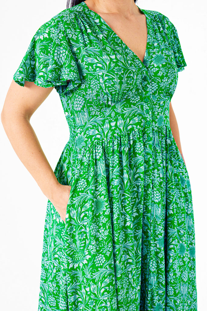 Glover Dress Green Print Dresses Boho   