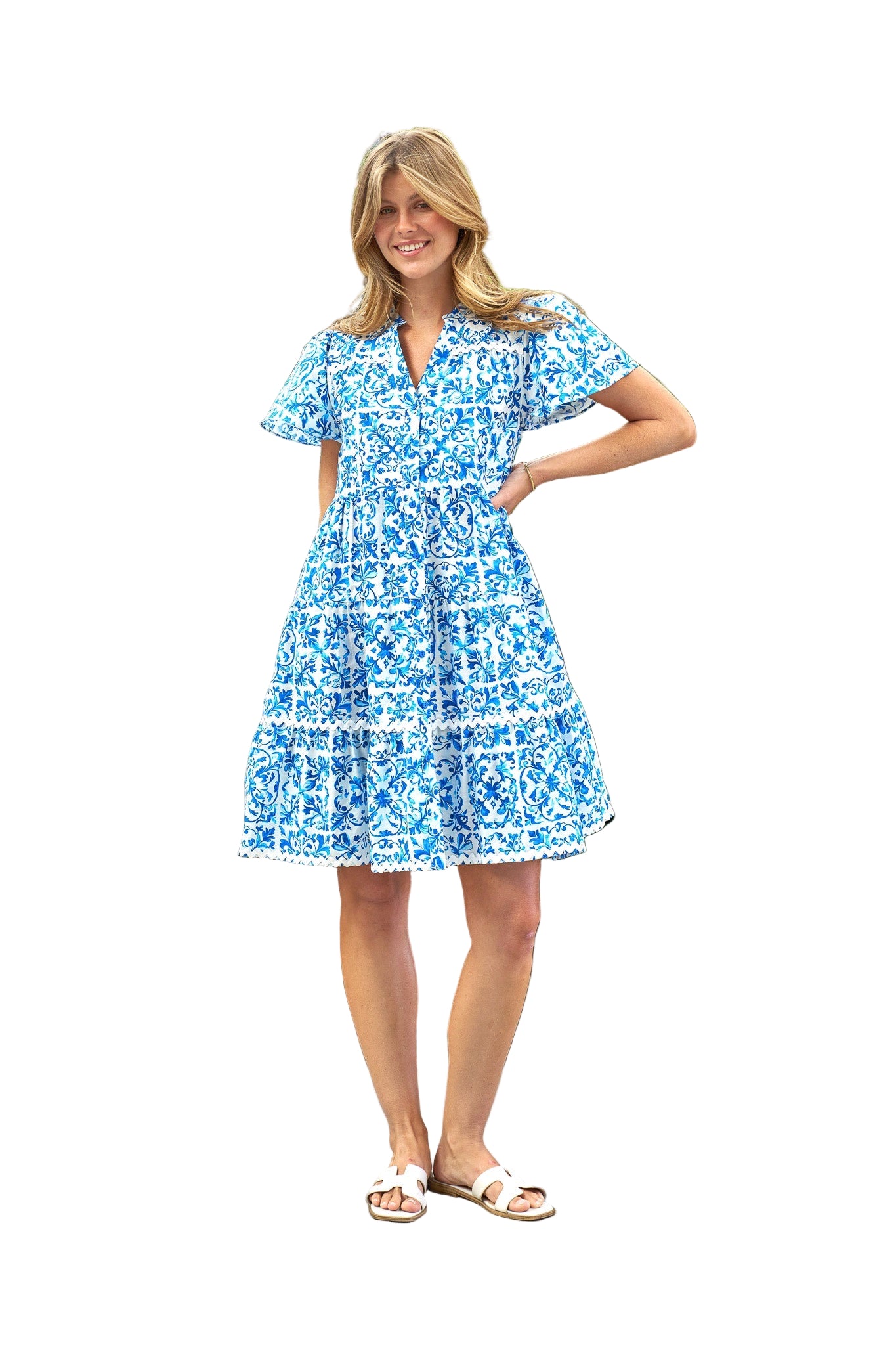 Ameera Dress Porcelain Print Dresses Boho S(8-10)