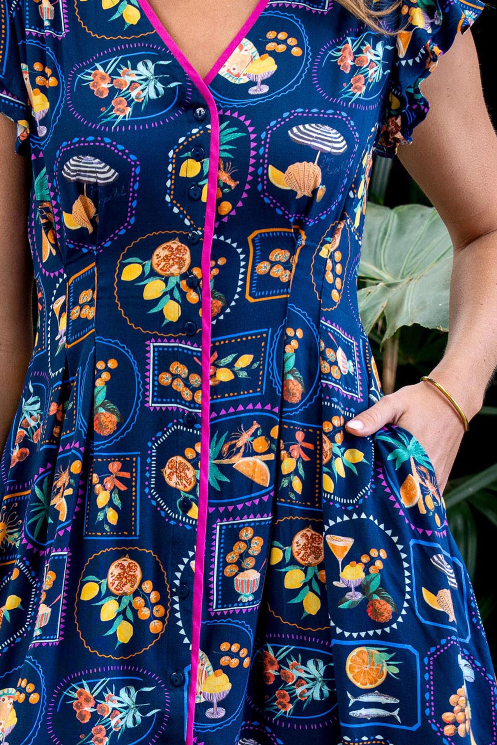 Lance Midi Dress Navy Print Dresses Boho