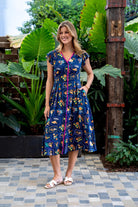 Lance Midi Dress Navy Print Dresses Boho