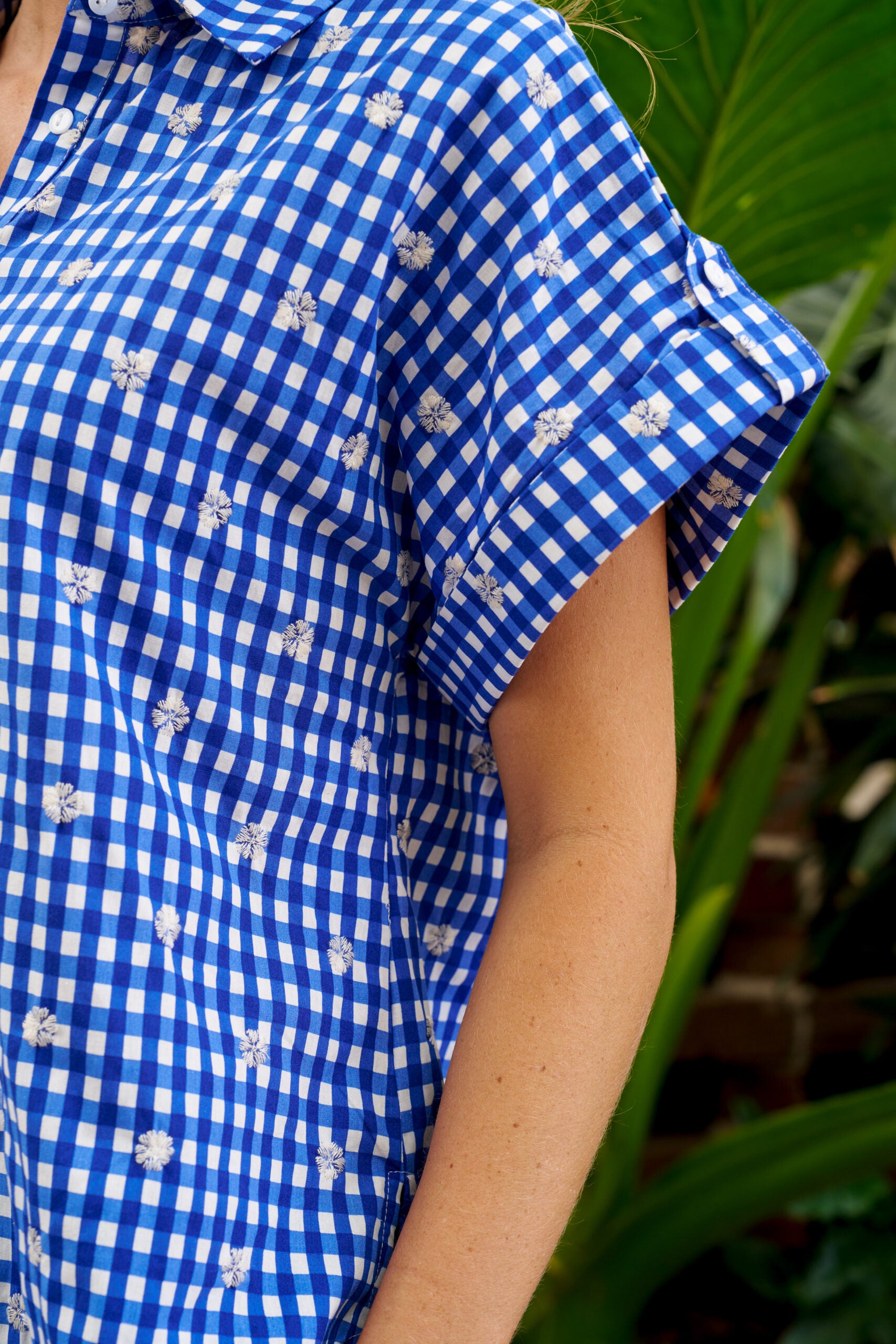 Maddox Top Blue Check Tops Boho