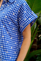 Maddox Top Blue Check Tops Boho