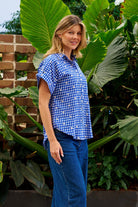 Maddox Top Blue Check Tops Boho