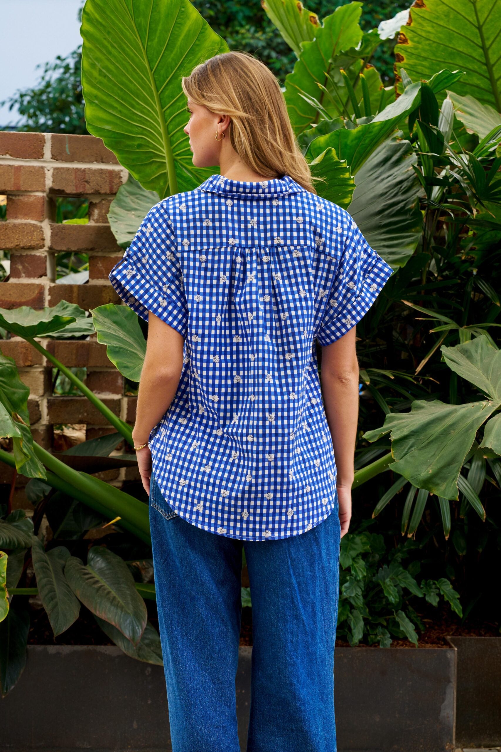 Maddox Top Blue Check Tops Boho