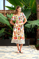 Chandler Midi Dress Cream Multi - Global Free Style