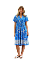 Lyons Dress Blue Print Dresses Boho S(8-10)