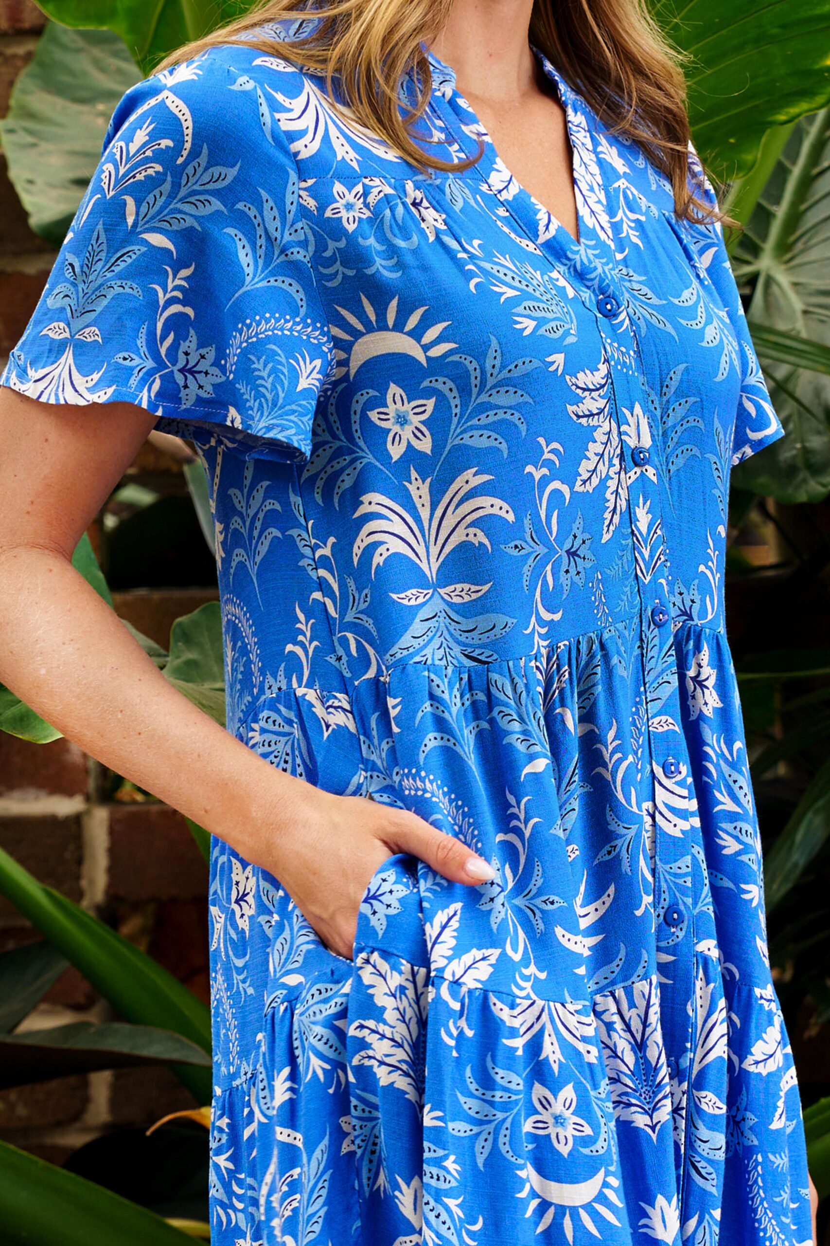 Lyons Dress Blue Print Dresses Boho