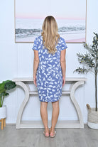 Leaf Linen Dress Denim Blue - Global Free Style