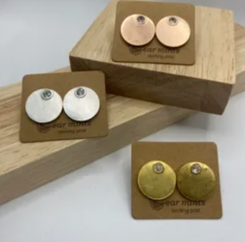 Cubic On Matte Disc Post Earrings Earrings Fabienne Rose Gold