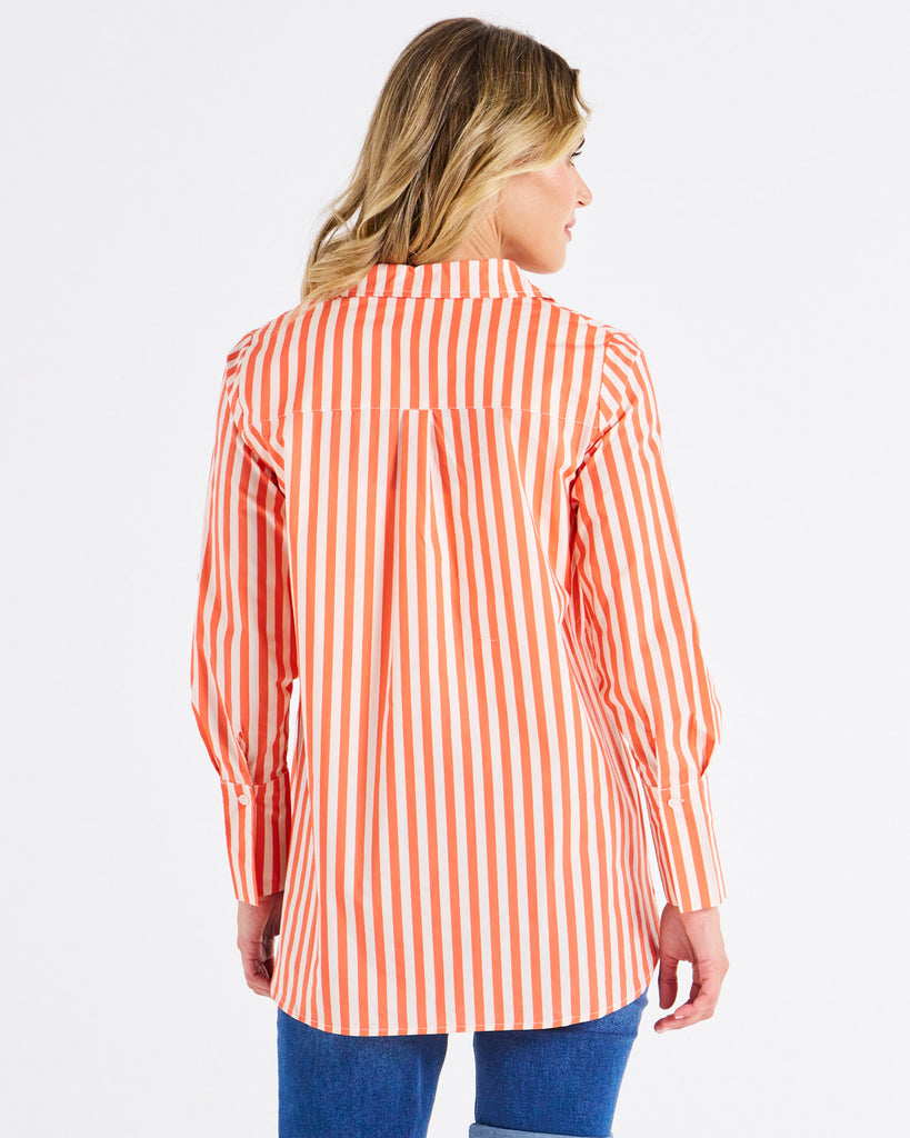 Camden Cotton Shirt Tangerine Stripe Dresses Betty Basics   