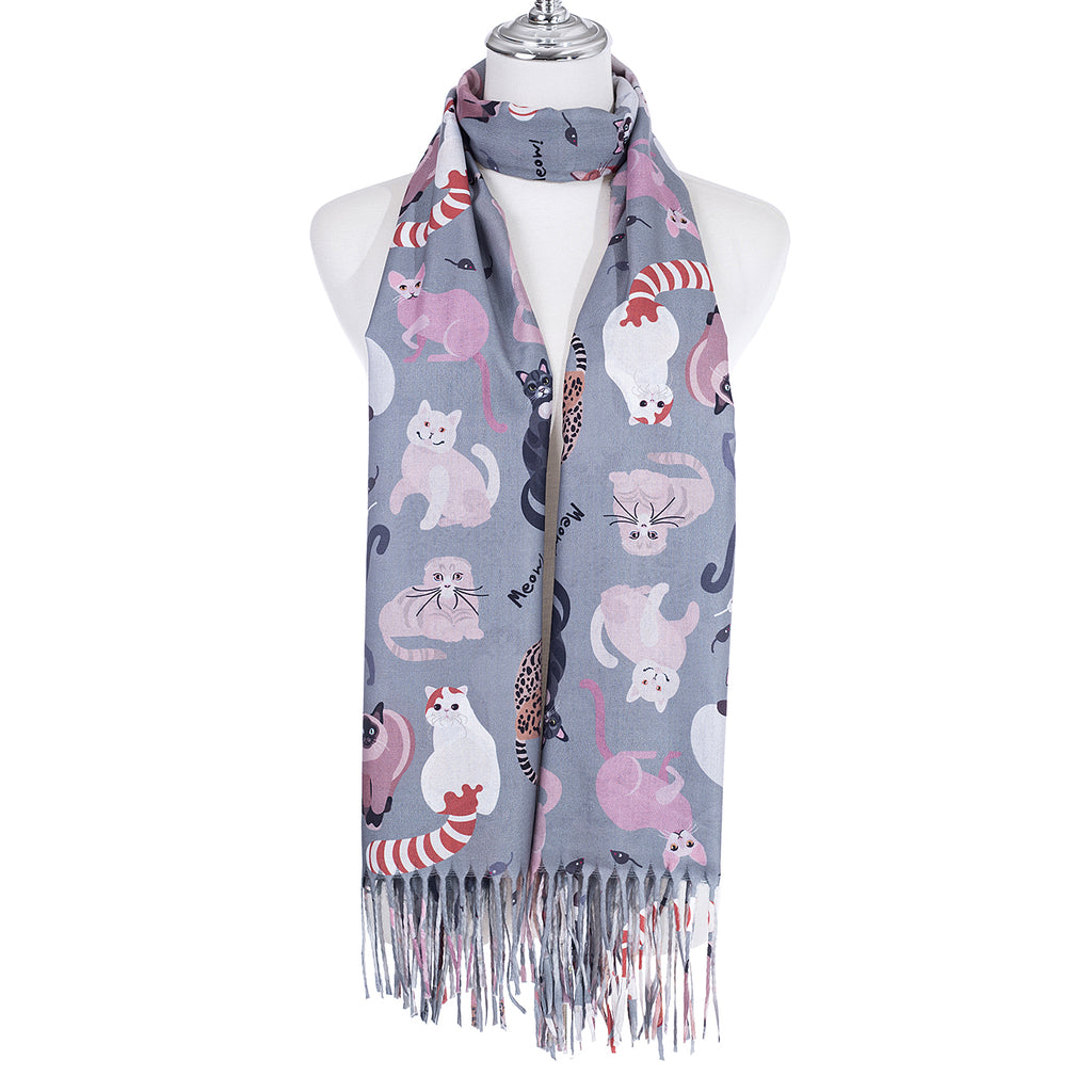 Cat Scarf Grey Scarves and Sarongs Ivys   