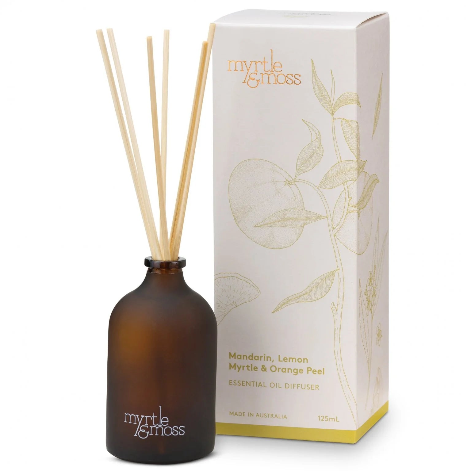 Essential Oil Diffuser Citrus 125ml - Mandarin Lemon Myrtle & Orange Peel Gifts and Accessories Myrtle & Moss