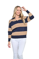 Collared Jumper Navy and Faun Stripes Jackets New u Collection